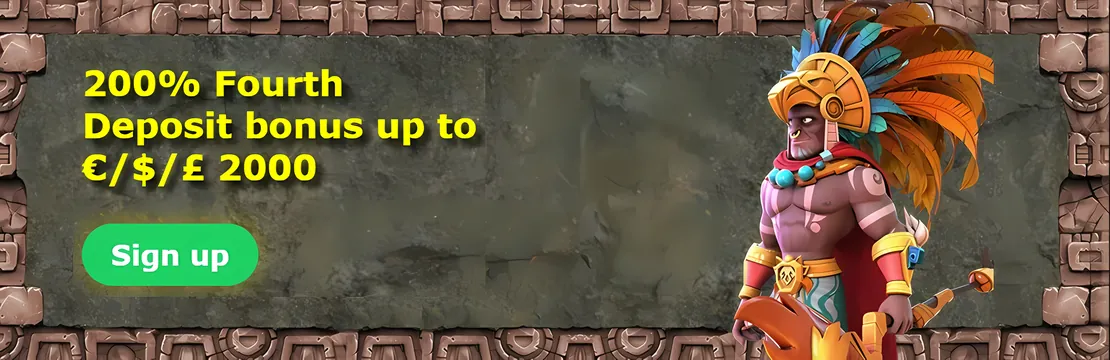 Aztec Paradise fourth deposit bonus: 200% up to £2,000