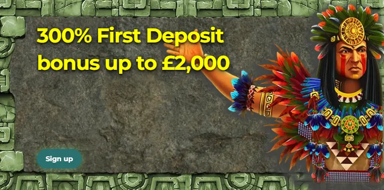 Aztec Paradise first deposit bonus: 300% up to £2,000