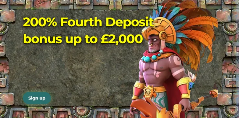 Aztec Paradise fourth deposit bonus: 200% up to £2,000